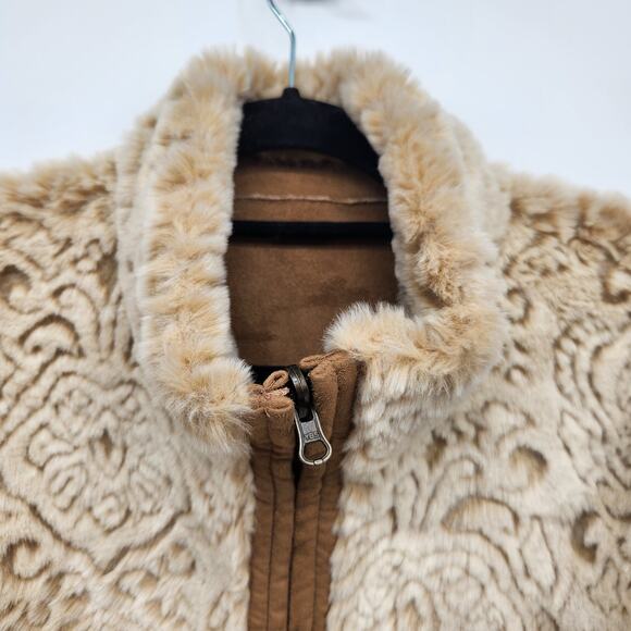 Coldwater Creek Petite Reversible Faux Suede Faux Fur Zip up Jacket Women's PM - Picture 10 of 12
